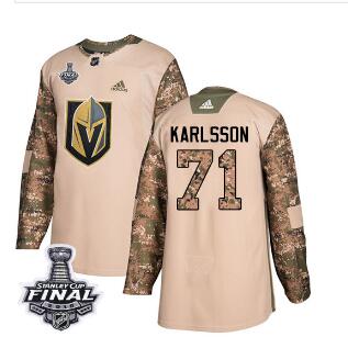 Adidas Golden Knights #71 William Karlsson Camo Authentic 2017 Veterans Day 2018 Stanley Cup Final Stitched NHL Jersey