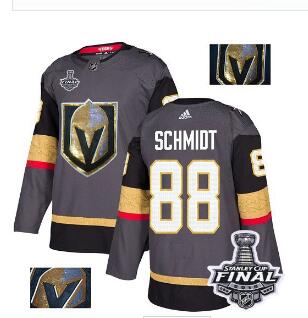 Adidas Golden Knights #88 Nate Schmidt Grey Home Authentic Fashion Gold 2018 Stanley Cup Final Stitched NHL Jersey