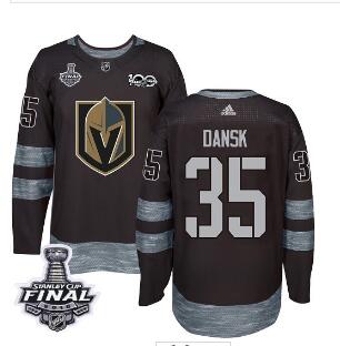 Adidas Golden Knights #35 Oscar Dansk Black 1917-2017 100th Anniversary 2018 Stanley Cup Final Stitched NHL Jersey