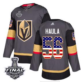Adidas Golden Knights #56 Erik Haula Grey Home Authentic USA Flag 2018 Stanley Cup Final Stitched NHL Jersey