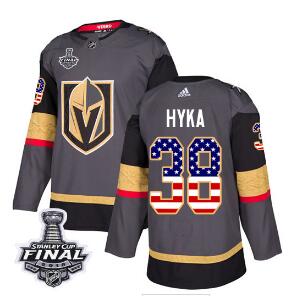 Adidas Golden Knights #38 Tomas Hyka Grey Home Authentic USA Flag 2018 Stanley Cup Final Stitched NHL Jersey