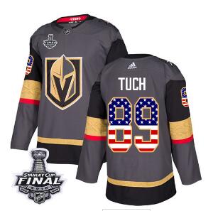 Adidas Golden Knights #89 Alex Tuch Grey Home Authentic USA Flag 2018 Stanley Cup Final Stitched NHL Jersey