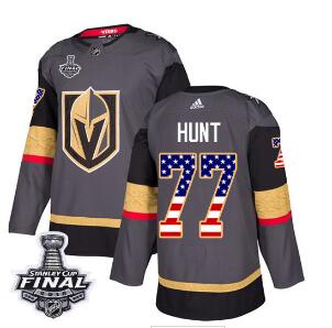 Adidas Golden Knights #77 Brad Hunt Grey Home Authentic USA Flag 2018 Stanley Cup Final Stitched NHL Jersey