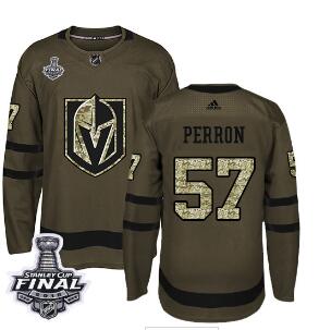 Adidas Golden Knights #57 David Perron Green Salute to Service 2018 Stanley Cup Final Stitched NHL Jersey