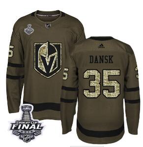 Adidas Golden Knights #35 Oscar Dansk Green Salute to Service 2018 Stanley Cup Final Stitched NHL Jersey