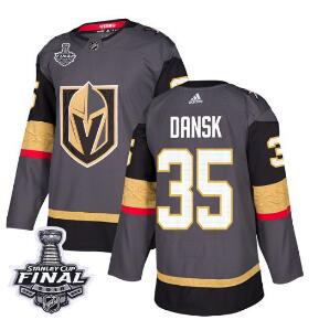 Adidas Golden Knights #35 Oscar Dansk Grey Home Authentic 2018 Stanley Cup Final Stitched NHL Jersey