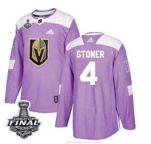 Adidas Golden Knights #4 Clayton Stoner Purple Authentic Fights Cancer 2018 Stanley Cup Final Stitched NHL Jersey