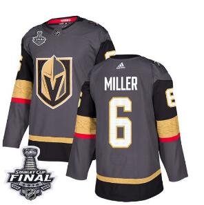 Adidas Golden Knights #6 Colin Miller Grey Home Authentic 2018 Stanley Cup Final Stitched NHL Jersey
