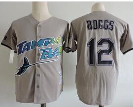 Mitchell And Ness Tampa Bay Rays #12 Wade Boggs Grey Throwback Stitched MLB Jersey