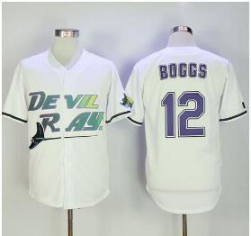 Mitchell And Ness Tampa Bay Rays #12 Wade Boggs White Throwback Stitched MLB Jersey