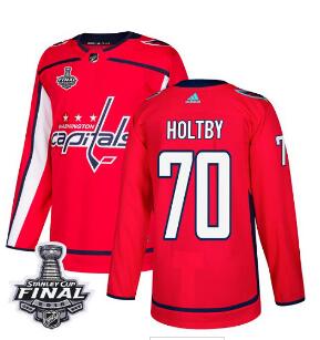 Adidas Capitals #70 Braden Holtby Red Home Authentic 2018 Stanley Cup Final Stitched NHL Jersey