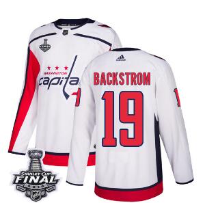 Adidas Capitals #19 Nicklas Backstrom White Road Authentic 2018 Stanley Cup Final Stitched NHL Jersey