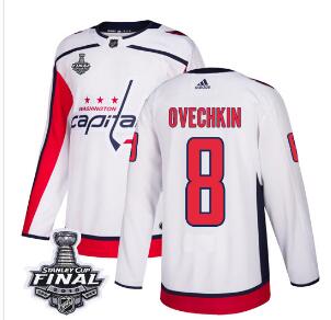 Adidas Capitals #8 Alex Ovechkin White Road Authentic 2018 Stanley Cup Final Stitched NHL Jersey