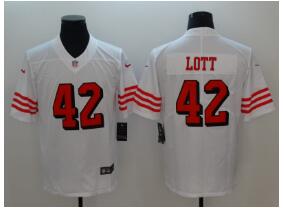 Nike San Francisco 49ers #42 Ronnie Lott White Color Rush Vapor Untouchable Limited New Throwback Jersey