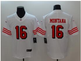 Nike San Francisco 49ers #16 Joe Montana White Color Rush Vapor Untouchable Limited New Throwback Jersey