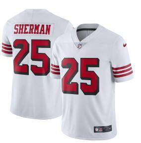 Men Nike San Francisco 49ers #25 Richard Sherman White Color Rush Vapor Untouchable Limited New Throwback Jersey