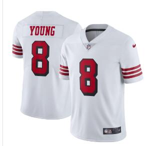 Nike San Francisco 49ers #8 Steve Young White Color Rush Vapor Untouchable Limited New Throwback Jersey