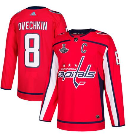 Men's Washington Capitals Alexander Ovechkin adidas Red 2018 Stanley Cup Champions Hockey Jersey