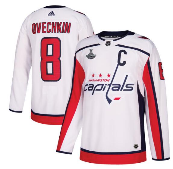 Men's Washington Capitals Alexander Ovechkin adidas White 2018 Stanley Cup Champions   Player Jersey