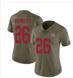 Nike Giants #26 Saquon Barkley Olive Women's Stitched NFL Limited 2017 Salute to Service Jersey
