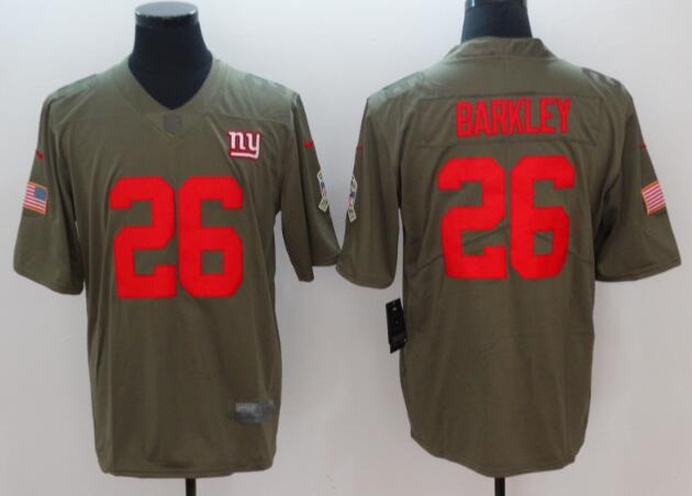 Nike Giants #26 Saquon Barkley Olive   men's Stitched NFL Limited 2017 Salute to Service Jersey
