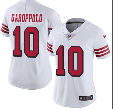 Women Nike San Francisco 49ers #10 Jimmy Garoppolo White Color Rush Vapor Untouchable Limited New Throwback