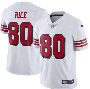 Youth Kids Nike San Francisco 49ers #80 Jerry Rice White Color Rush Vapor Untouchable Limited New Throwback Jersey
