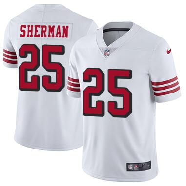 Youth Nike San Francisco 49ers #25 Richard Sherman White Color Rush Vapor Untouchable Limited New Throwback Jersey