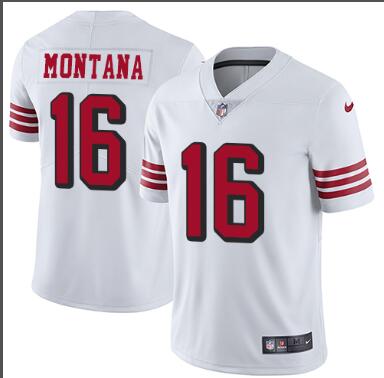 Youth Nike San Francisco 49ers #16 Joe Montana White Color Rush Vapor Untouchable Limited New Throwback Jersey