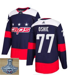 Adidas Capitals #77 T.J. Oshie Navy  2018 Stadium Series Stanley Cup Champions Stitched NHL Jersey