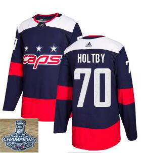Adidas Capitals #70 Braden Holtby Navy 2018 Stadium Series Stanley Cup Champions Stitched NHL Jersey