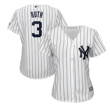 Women's New York Yankees Babe Ruth Majestic White Home Cool Base Player Jersey