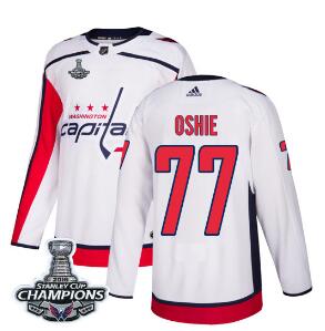 Adidas Washington Capitals #77 T.J. Oshie White Road Authentic Stanley Cup Final Champions Stitched NHL Jersey