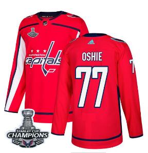 Adidas Washington Capitals #77 T.J Oshie Red Home Authentic Stanley Cup Final Champions Stitched NHL Jersey