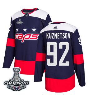 Adidas Washington Capitals #92 Evgeny Kuznetsov Navy Authentic 2018 Stadium Series Stanley Cup Final Champions Stitched NHL Jersey