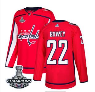 custom Adidas Washington Capitals #22 Madison Bowey Red Home Authentic Stanley Cup Final Champions Stitched NHL Jersey