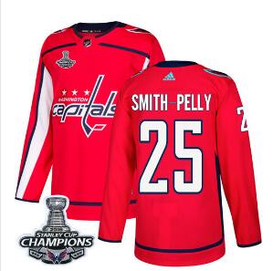 Custom Adidas Washington Capitals #25 Devante Smith-Pelly Red Home Authentic Stanley Cup Final Champions Stitched NHL Jersey