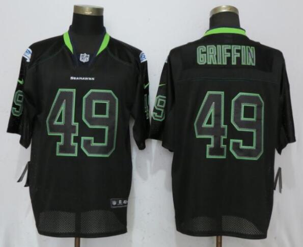 New Nike Seattle Seahawks 49 Griffin Lights Out Black Elite Jerseys