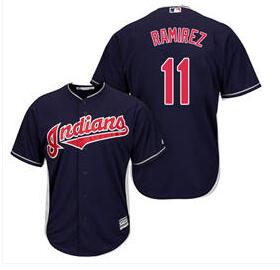 Men Cleveland Indians #11 Jose Ramirez Navy Stitched MLB Jersey
