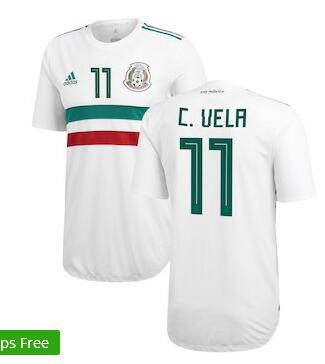 Carlos Vela Mexico National Team adidas 2018 Away Authentic Player Jersey – White/Green
