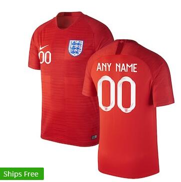 Men England National Team Nike 2018 Away Authentic Vapor Match Custom Jersey – Red