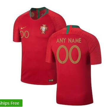 Portugal National Team Nike 2018 Home Authentic Vapor Match Custom Jersey – Red