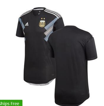 Argentina National Team adidas 2018 Away Authentic Blank Jersey – Black/Blue
