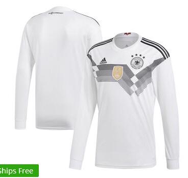 Germany National Team adidas 2018 Home Replica Blank Long Sleeve Jersey - White  FOR Men