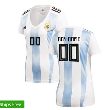 Argentina National Team adidas Women's 2018 World Cup Home Replica Custom Jersey – White