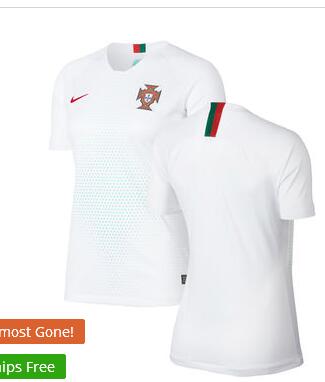 Portugal National Team Nike Women's 2018 Away Replica Stadium Blank Jersey – White/Red