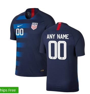 Men USMNT Nike 2018 Away Replica Stadium Custom Jersey – Navy/Blue