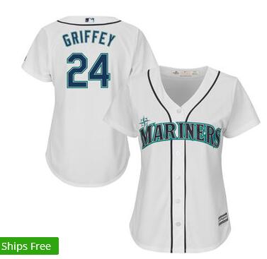 Women's Seattle Mariners Ken Griffey Jr. Majestic White Home Cool Base Player Jersey