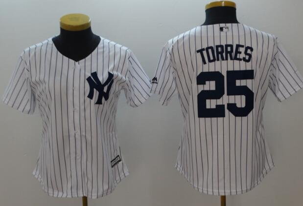 Women's New York Yankees Gleyber Torres  White/Navy  Cool Base Player Jersey