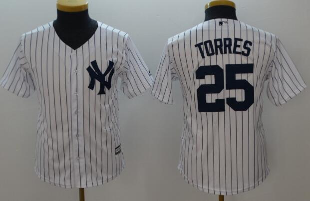 Kid's / Youth  New York Yankees Gleyber Torres  White/Navy  Cool Base Player Jersey